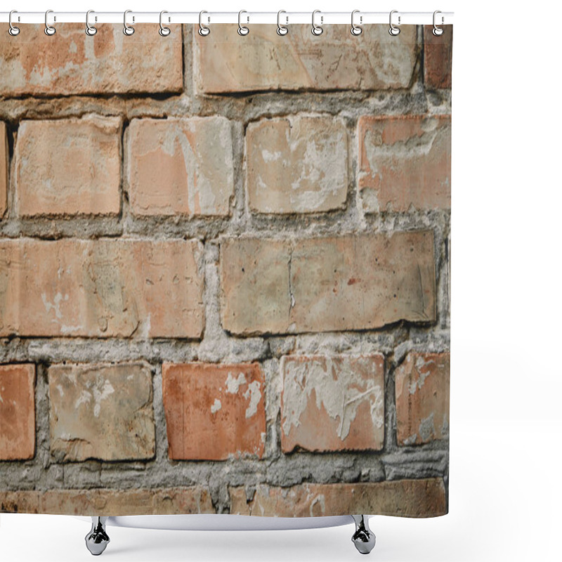 Personality  Full Frame Image Of Old Brick Wall With Cement Background  Shower Curtains