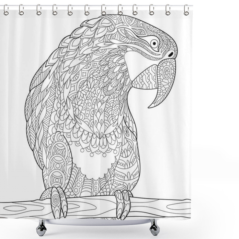 Personality  Zentangle Stylized Parrot - Macaw Shower Curtains