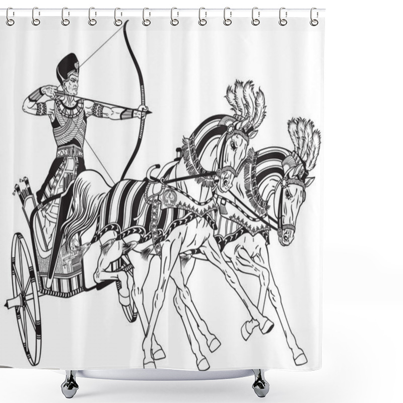 Personality  Egyptian Chariot  Black And White Shower Curtains