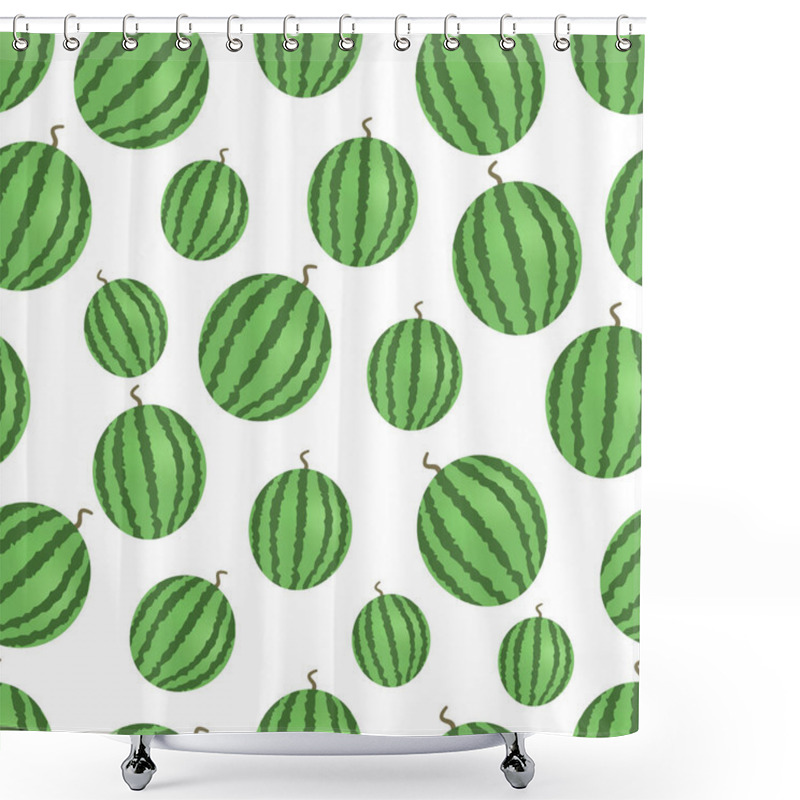 Personality  Watermelon Seamless Pattern. Vector Illustration. Fresh Watermelon On A White Background. Shower Curtains