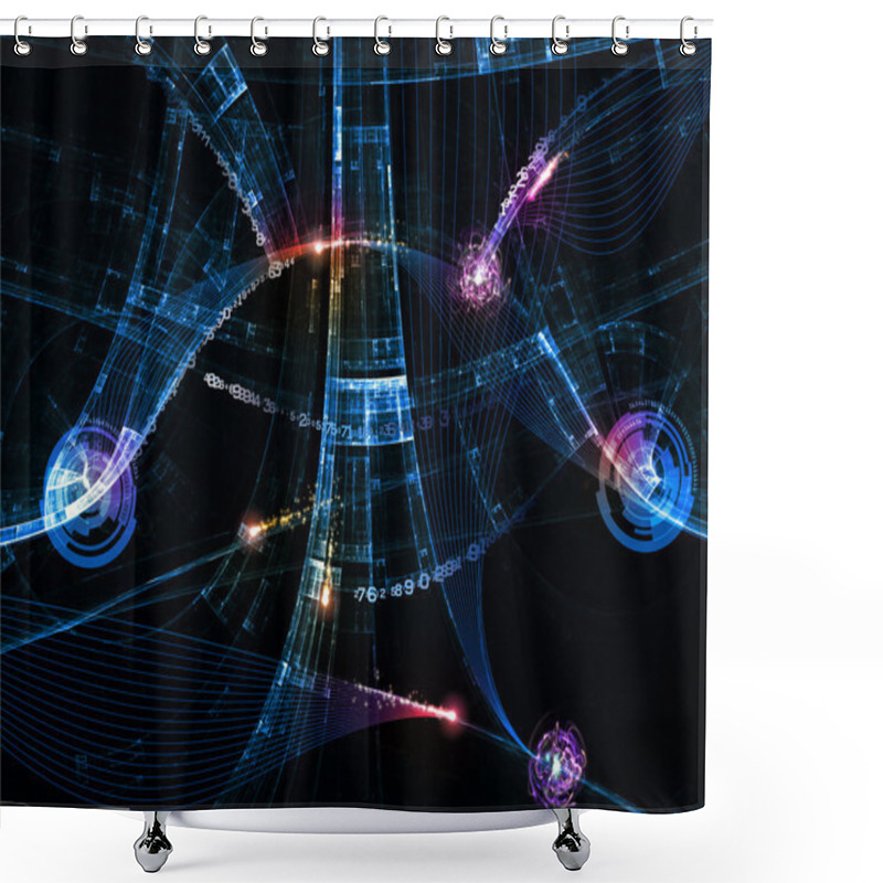 Personality  Abstract Digital World Background Shower Curtains