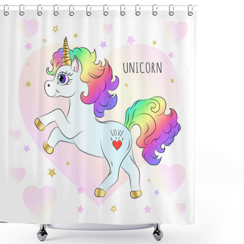 Personality  Vector Unicorn. Hand Draw Shower Curtains