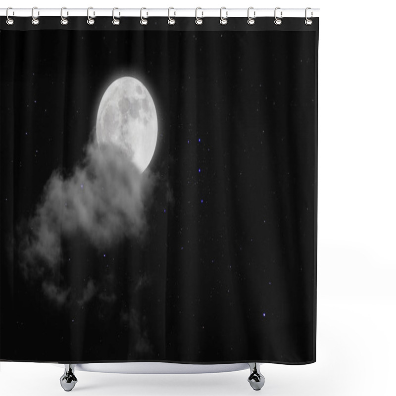 Personality  Full Moon With Starry And Clouds Background. Romantic Night.  Shower Curtains