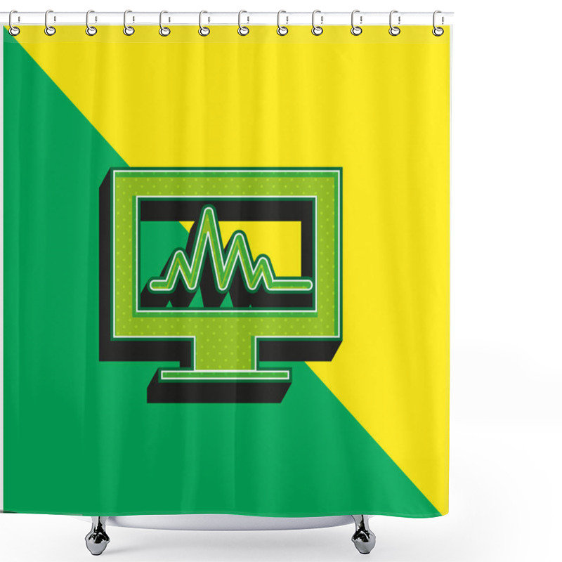 Personality  Analytics Chart On A Monitor Screen Green And Yellow Modern 3d Vector Icon Logo Shower Curtains