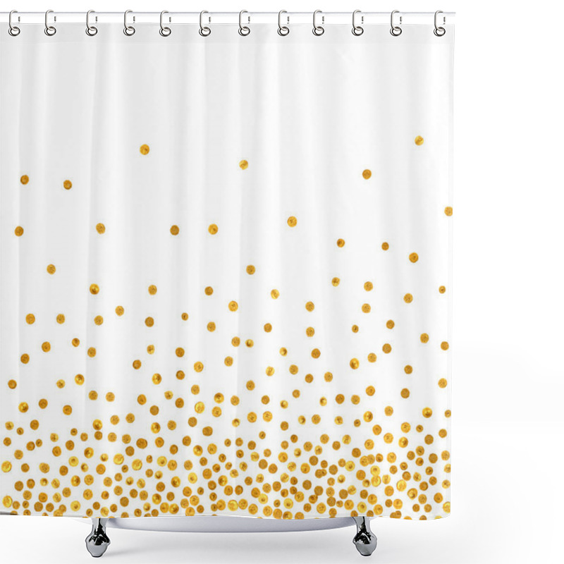 Personality  Abstract Pattern Of Random Falling Golden Dots. Shower Curtains