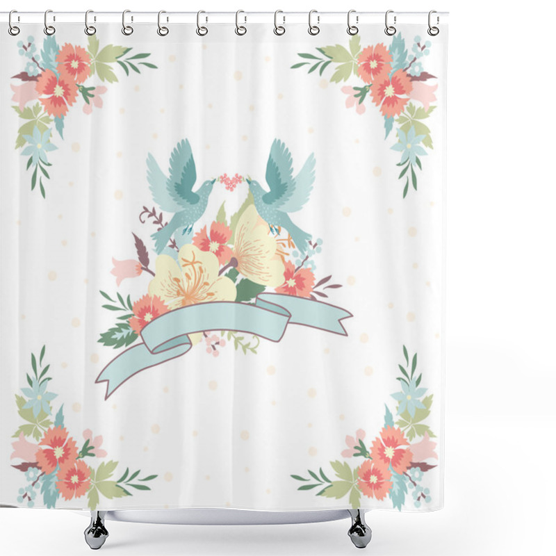 Personality  Flowers And Birds  Invitation Shower Curtains