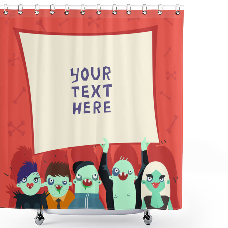 Personality  Halloween Party With Zombies Shower Curtains