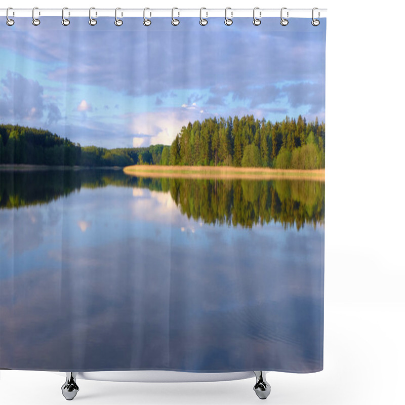 Personality  Sunset Sky And Clouds Reflecting In The Water Shower Curtains