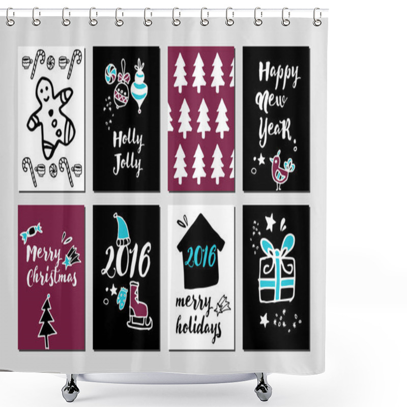 Personality  Merry Christmas And Happy New Year Shower Curtains