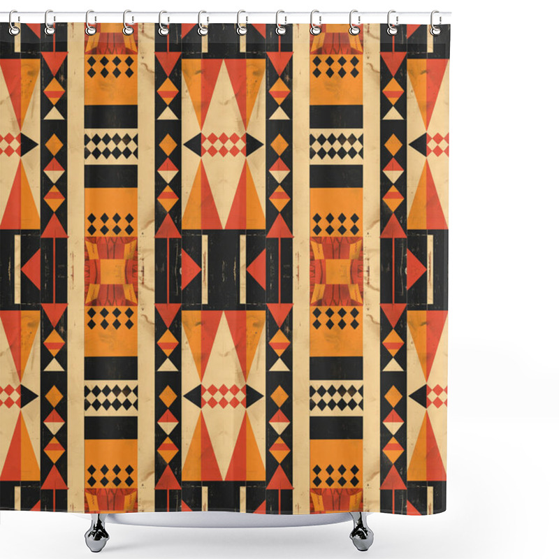 Personality  The Seamless Pattern Background Is Inspired By African Tribal Patterns, Intricate Geometric Shapes, And Tribal Symbols. Shower Curtains