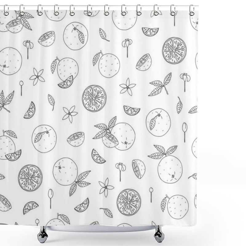 Personality  Vector Black And White Seamless Pattern Of Oranges Shower Curtains