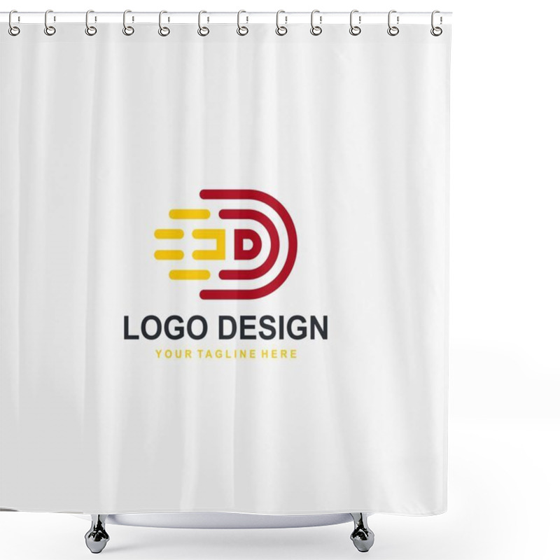 Personality  Electric Energy And Letter D Logo Design Vector Shower Curtains