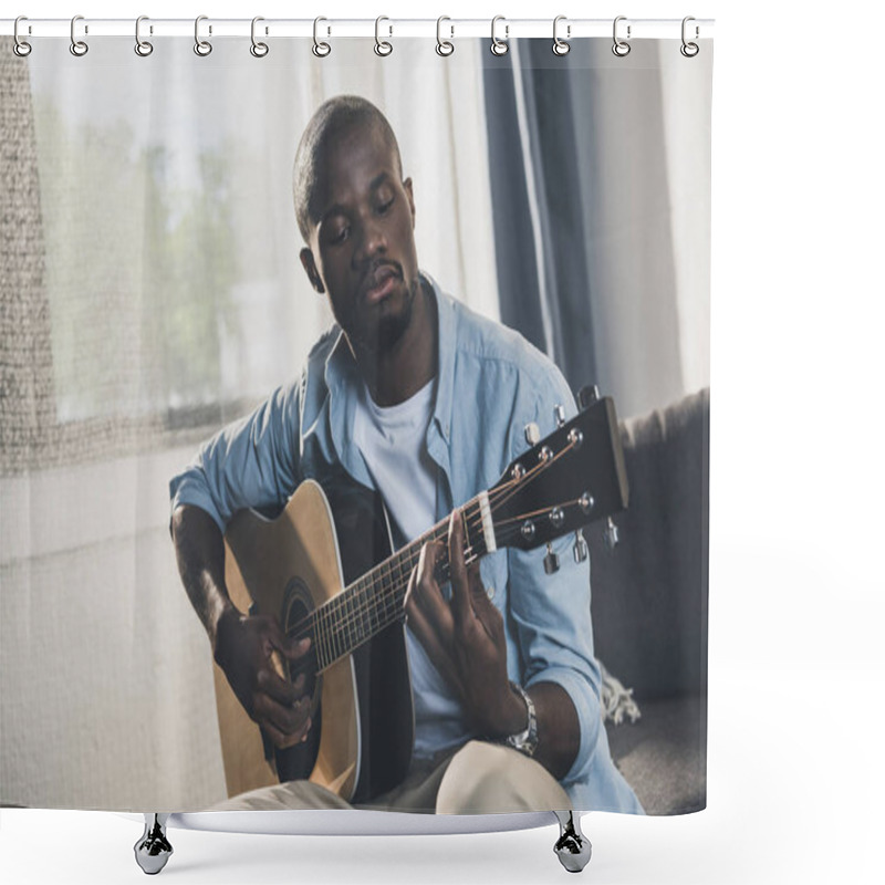 Personality  African American Man With Guitar Shower Curtains