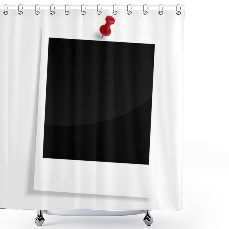 Personality  Blank Photo Frame With Red And White Paper Shower Curtains