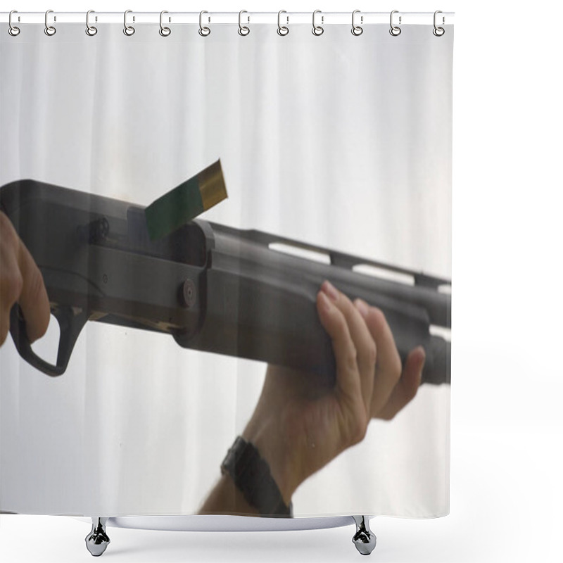 Personality  Shotgun Ejecting A Shell Shower Curtains