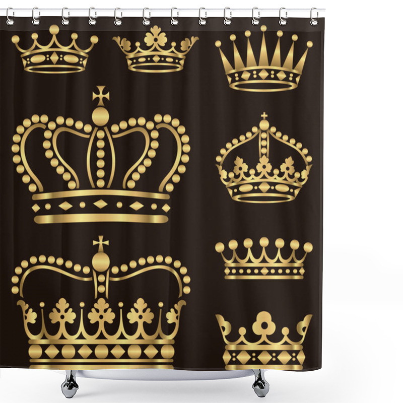 Personality  Gold Crown Set Shower Curtains