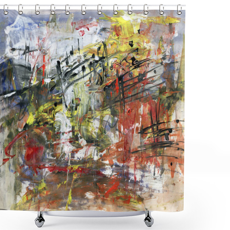 Personality  Abstract Acrylic Painting With Musical Motif, Artistic Background Shower Curtains