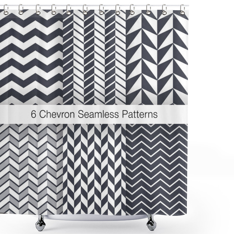 Personality  Set Of 6 Chevron Seamless Patterns. Every Pattern Is On A Separa Shower Curtains