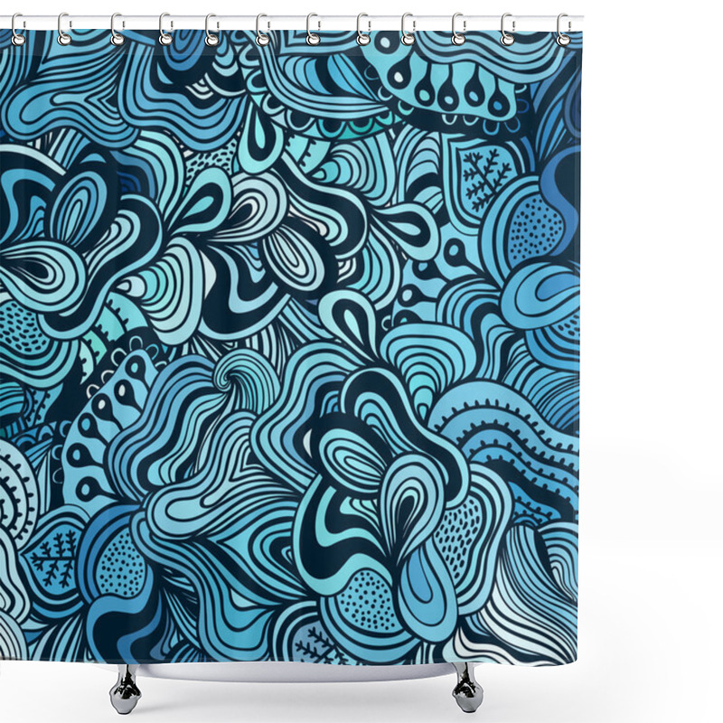 Personality  Vector Seamless Texture With Abstract Flowers. Endless Backgroun Shower Curtains