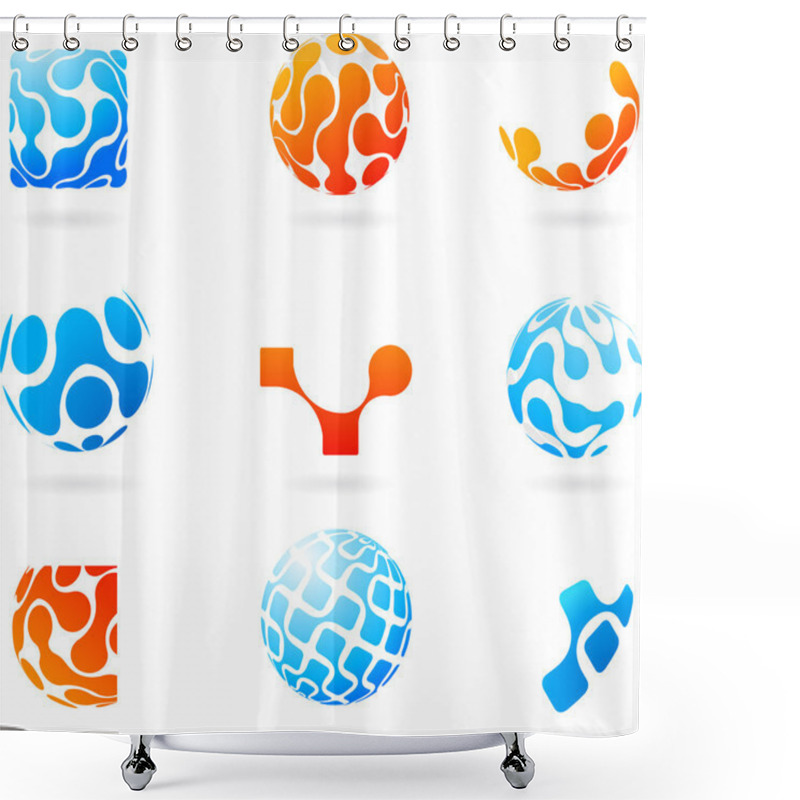 Personality  Set Of Vector Abstract Design Elements Shower Curtains