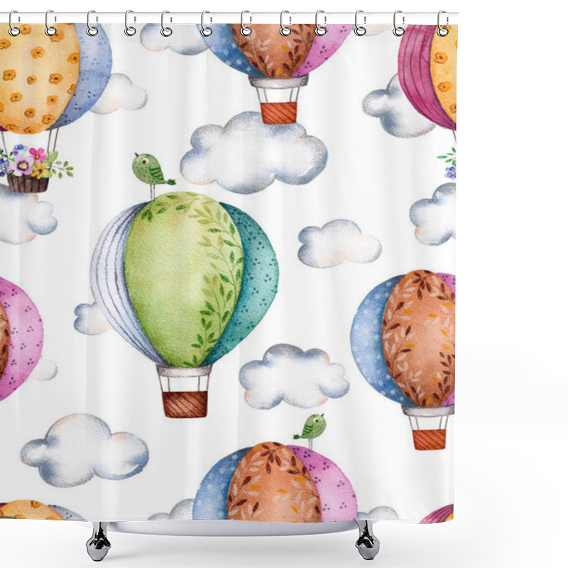 Personality  Seamless Pattern With Air Balloons Shower Curtains