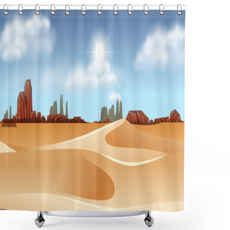 Personality  A Dry Desert Landscape Illustration Shower Curtains