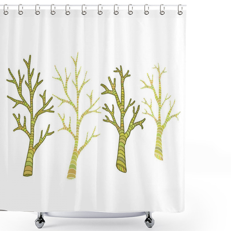 Personality  Tree Branches . Hand Drawn Print. Sticker Rustic Design. Shower Curtains