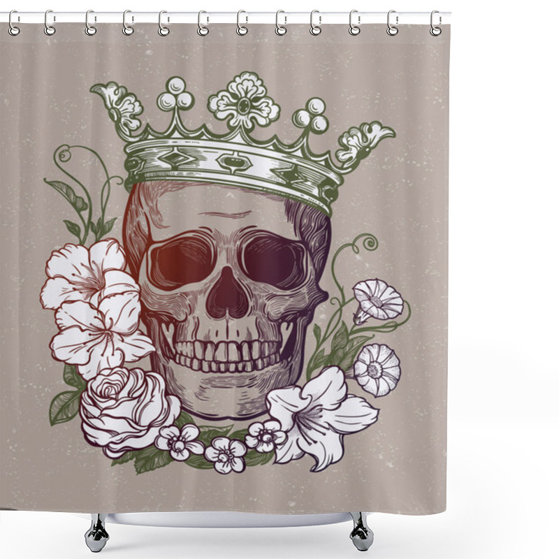 Personality  Beautiful Romantic Skull With Crown. Shower Curtains