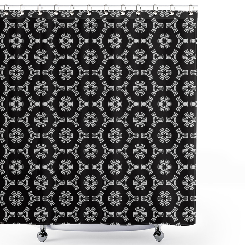 Personality  Monochrome Hexagonal Flower Pattern. Shower Curtains