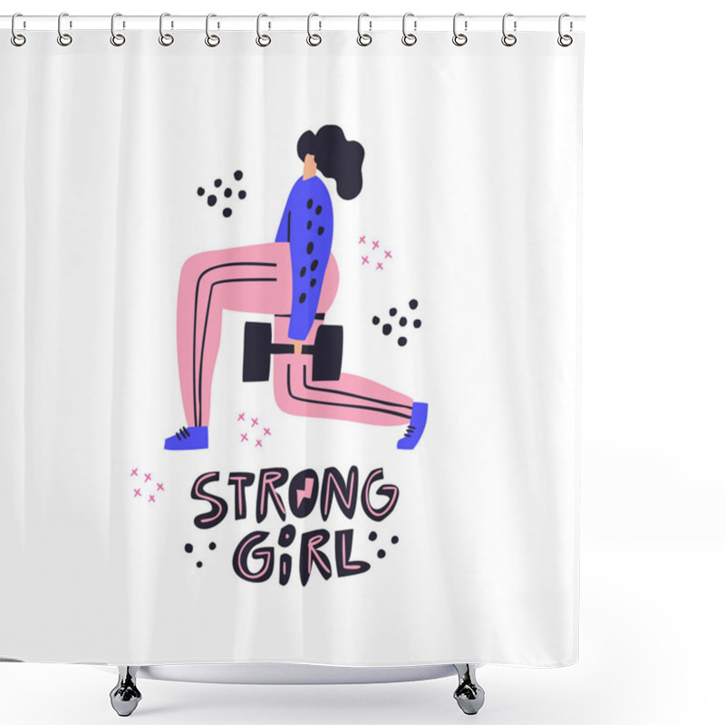 Personality  Strong Girl Vector Hand Drawn Vector Lettering Shower Curtains