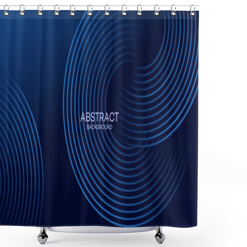 Personality  A Dark Blue Background With A Curved Line Pattern In The Shape Of A Circle. Shower Curtains