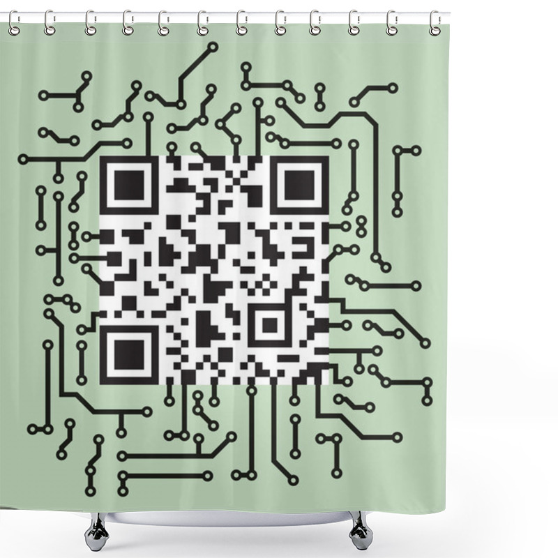 Personality  2D-barcobe, Qr-code With PCB-board Shower Curtains