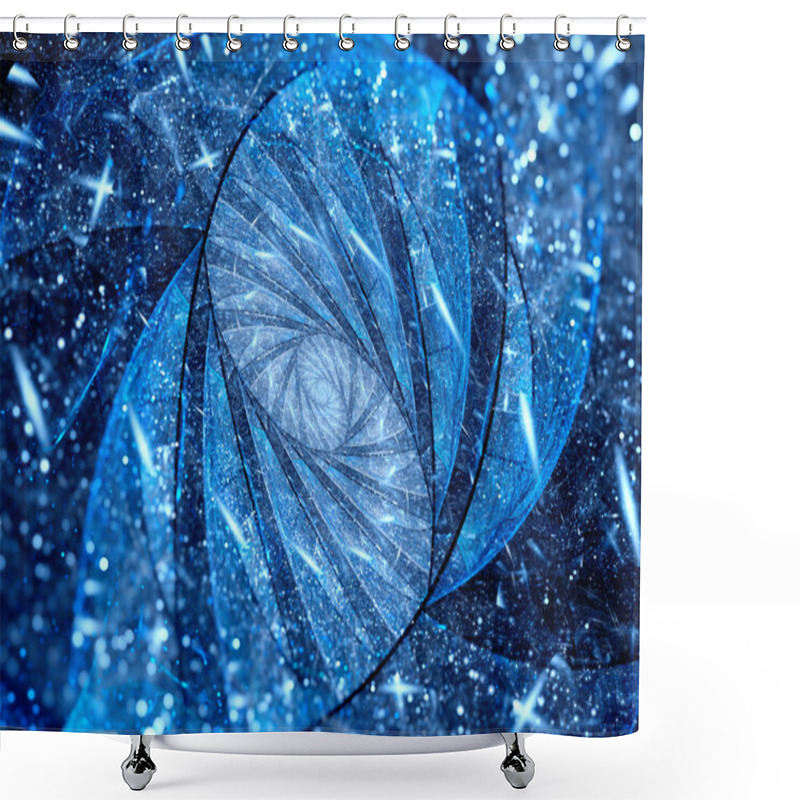 Personality  Blue Glowing Stained-glass Fractal With Particles Shower Curtains