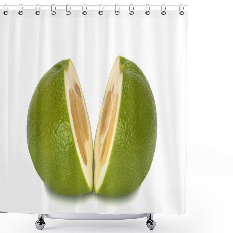 Personality  Two Halfs Of Ripe Sweetie Fruit Isolated On White Shower Curtains