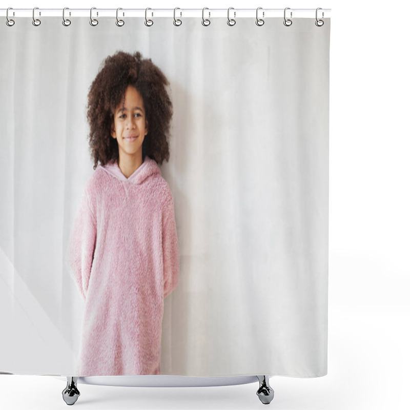 Personality  Cute Girl In Soft Cosy Hoodie Shower Curtains