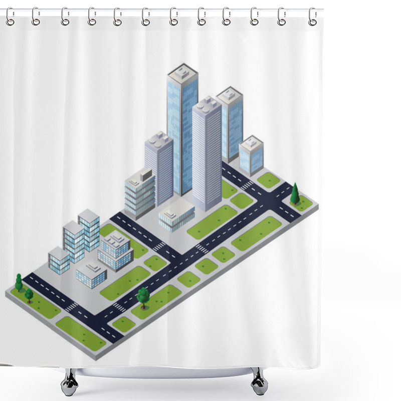 Personality  Vector City Block Shower Curtains