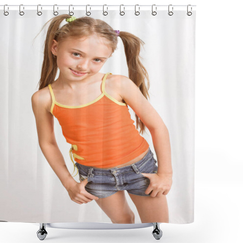 Personality  Little Girl In Casual Wear Shower Curtains