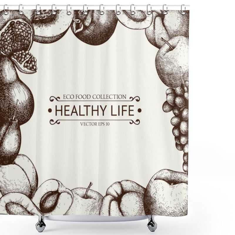 Personality  Collection Traditional And Exotic Fruits Frame Shower Curtains