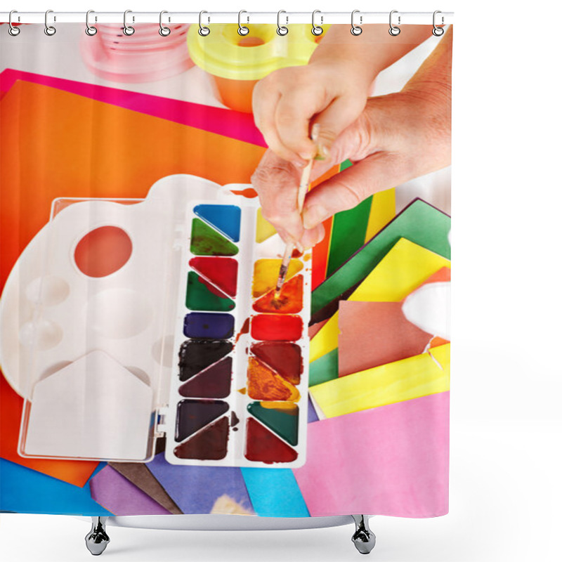 Personality  Hand With Paintbox. Shower Curtains