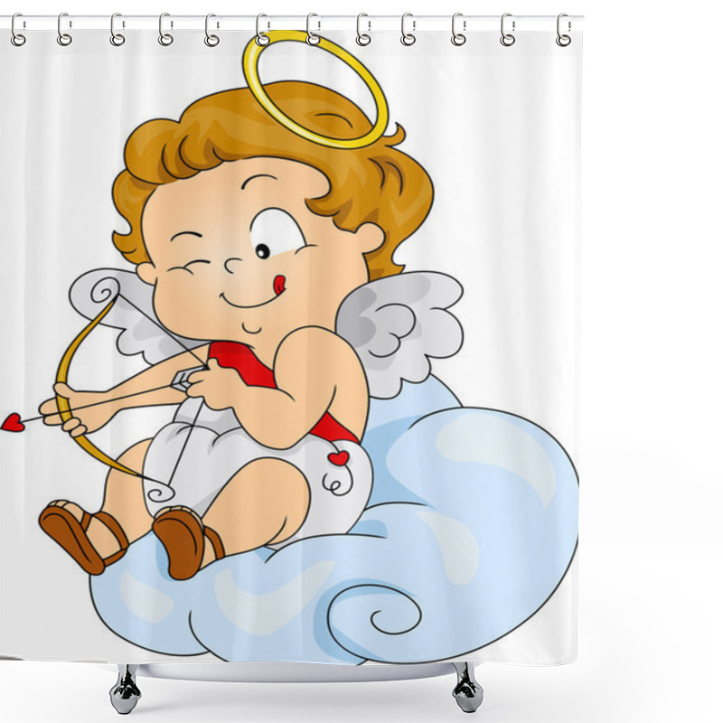 Personality  Baby Cupid Preparing To Shoot Shower Curtains