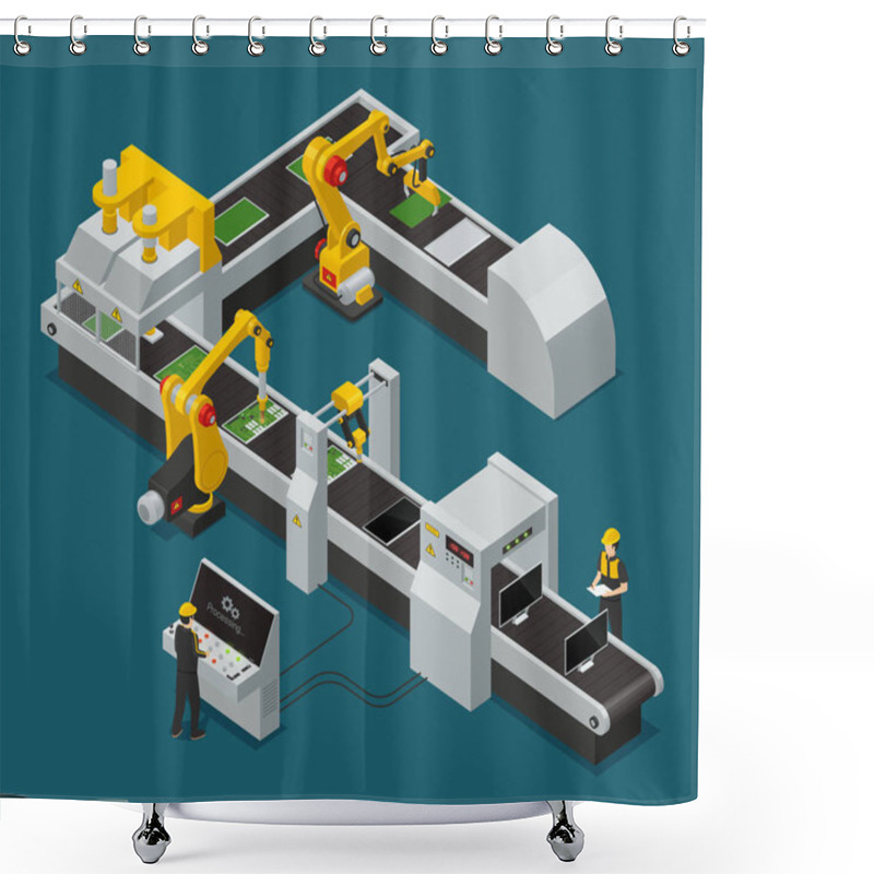 Personality  Electronics Factory Equipment Staff Isometric  Shower Curtains