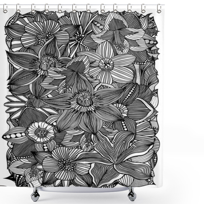 Personality  Floral Zentangle Vector Illustration Shower Curtains