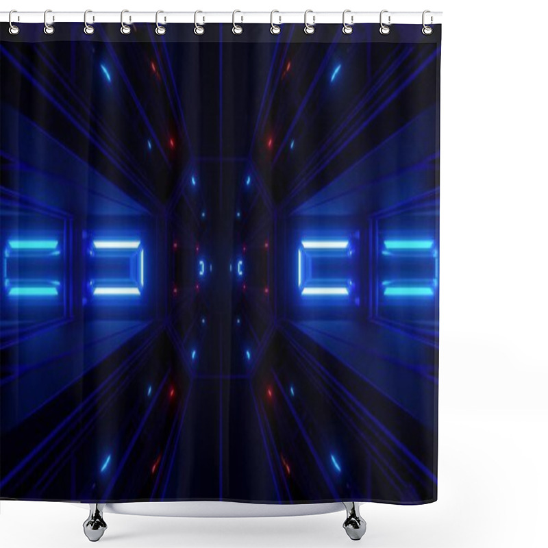 Personality  Futuristic Science-fiction Tunnel Corridor 3d Illustration Background, Modern Future Space Airship Tunnel 3d Render Wallpaper Shower Curtains