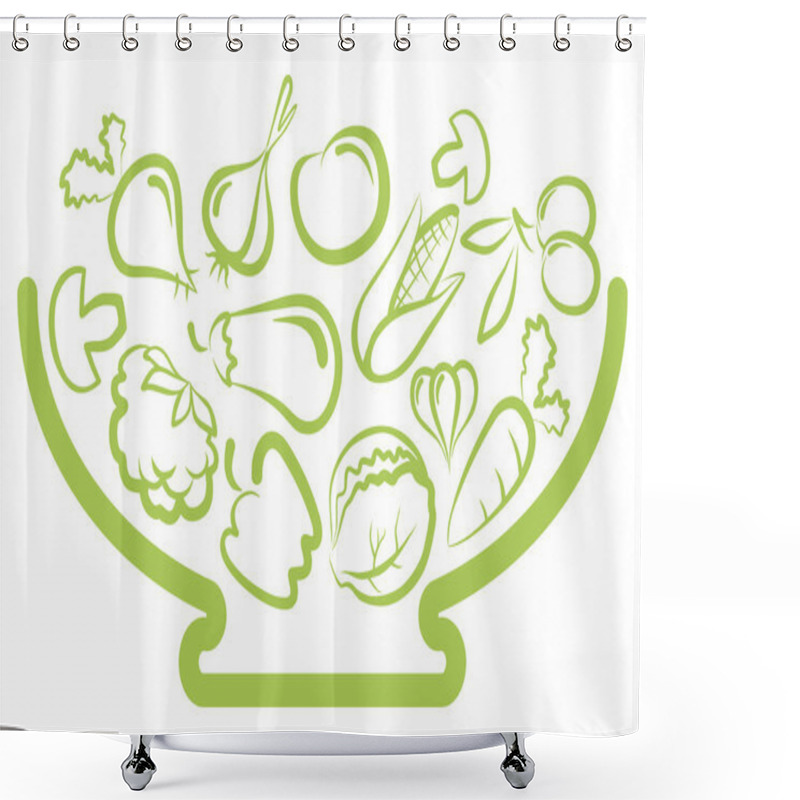 Personality  Plate With Vegetables Shower Curtains