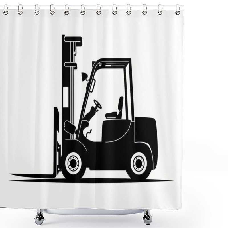 Personality  Silhouette Of A Forklift, Conveying Industrial Strength And Efficiency In Material Handling. Shower Curtains