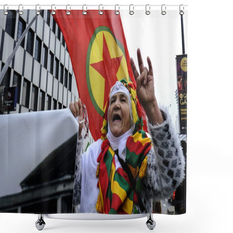 Personality  Kurdish Community In Brussels Protest Shower Curtains