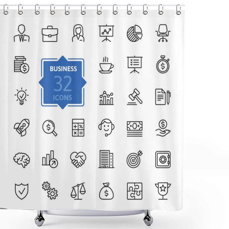 Personality  Business And Finance Web Icon Set - Outline Icon Collection, Vector Shower Curtains