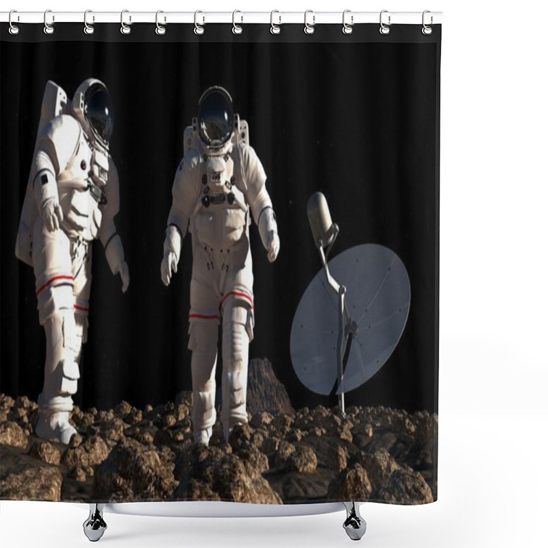 Personality  The Astronauts On The Background Of The Planet. Shower Curtains