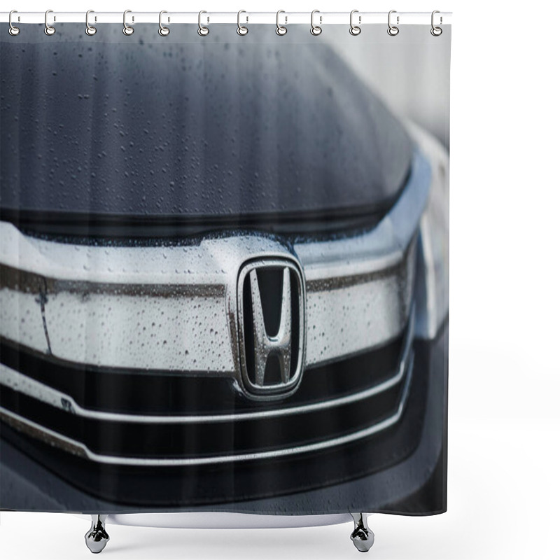 Personality  Rivne, Ukraine - 03, 28, 2021: Logo Honda Front Grill New Modern Car Automobile Sign. Shower Curtains