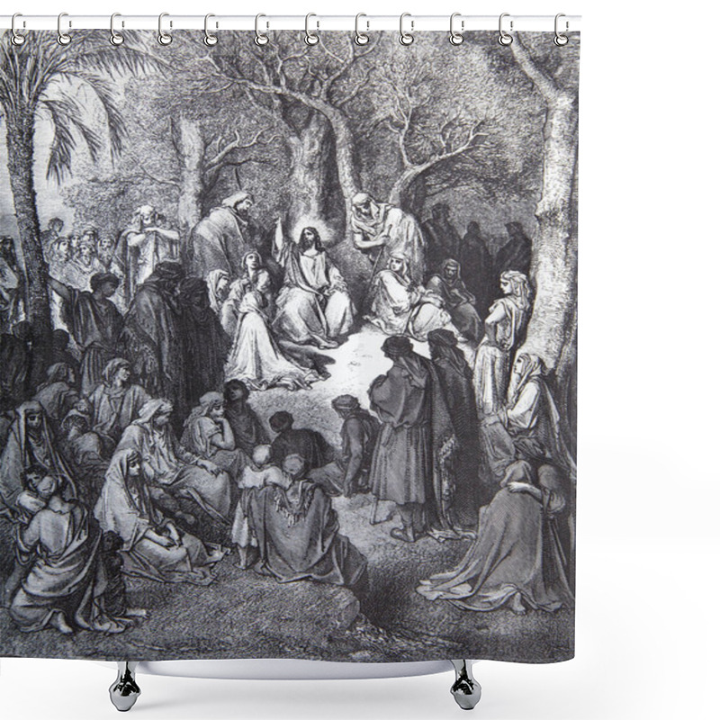 Personality  Jesus Sermon On The Mount, Graphic Art From Gustave Dore Published In The Holy Bible. Shower Curtains